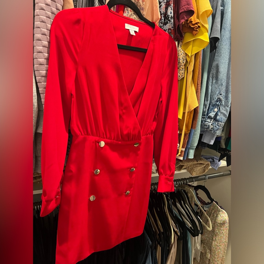 Red Topshop Double breast dress